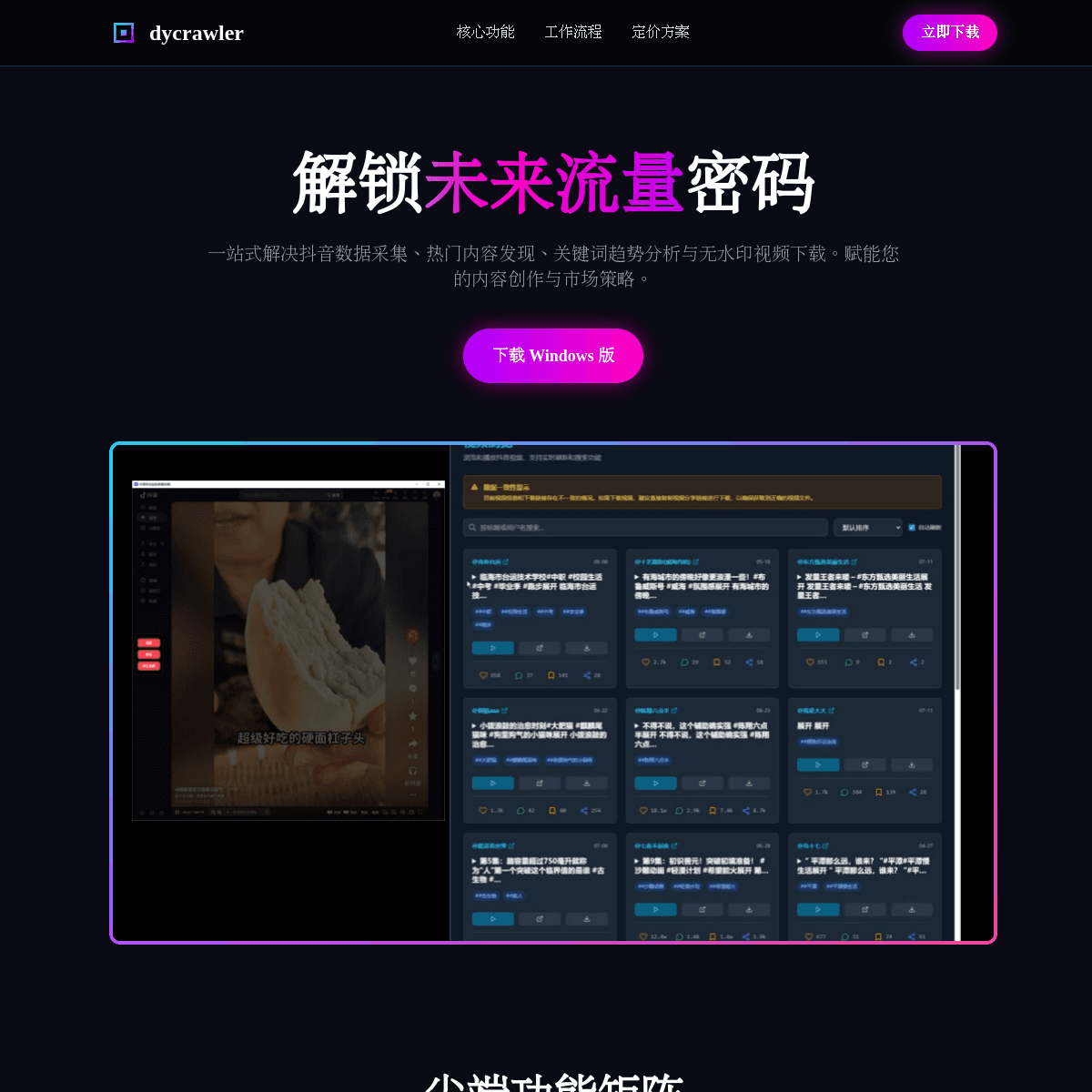 抖音数据抓取 · DyCrawler 网站截图